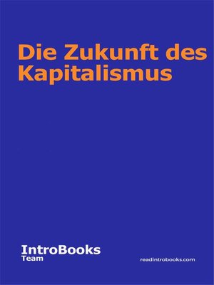 cover image of Die Zukunft des Kapitalismus